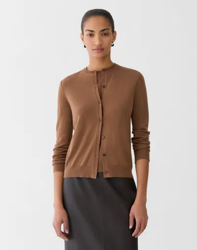 Lafayette 148 Petite Fine Cashmere Cardigan Sweater In Vicuna