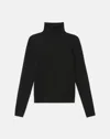 Lafayette 148 Italian Fine Gauge Merino Kindwool Split Stand Collar Sweater In Black