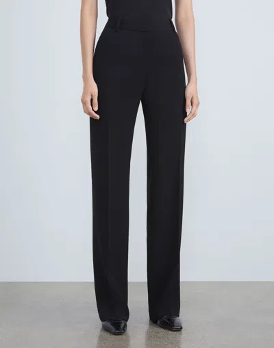 Lafayette 148 Petite Finesse Crepe Gates Full-leg Pant In Black