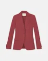 Lafayette 148 Petite Finesse Crepe Peak Lapel Blazer In Scarlet