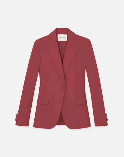 Lafayette 148 Petite Finesse Crepe Peak Lapel Blazer In Scarlet