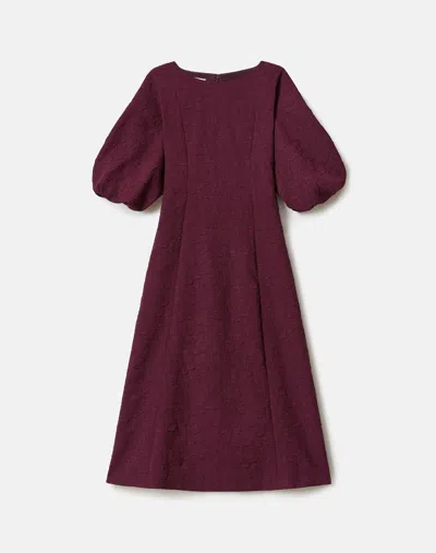 Lafayette 148 Petite Jacquard Balloon Sleeve Midi Dress In Violet Ash