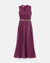 Lafayette 148 Petite Linen Silk A Line Maxi Sleeveless Dress In Violet Ash