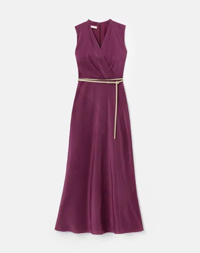 Lafayette 148 Petite Linen Silk A Line Maxi Sleeveless Dress In Violet Ash