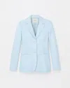 Lafayette 148 Petite Nappa Lambskin Leather Three Pocket Blazer In Venetian Sky