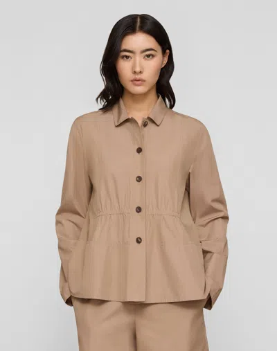 Lafayette 148 Petite Organic Cotton Button Front Shirt Jacket In Neutral