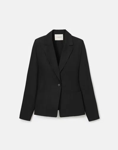 Lafayette 148 Petite Organic Cotton Pintuck Peplum Pocket Jacket In Black