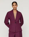 Lafayette 148 Petite Organic Cotton Pintuck Peplum Pocket Jacket In Violet Ash