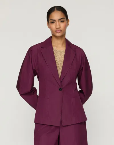 Lafayette 148 Petite Organic Cotton Pintuck Peplum Pocket Jacket In Violet Ash