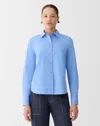 Lafayette 148 Petite Organic Cotton Poplin Button Front Shirt In Blue Hydrangea