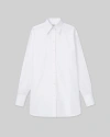 Lafayette 148 Petite Organic Cotton Poplin Sheer Sleeve Oversized Shirt In White