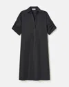 Lafayette 148 Petite Organic Cotton Poplin Tab Sleeve Popover Dress In Black
