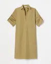 Lafayette 148 Petite Organic Cotton Poplin Tab Sleeve Popover Dress In Green
