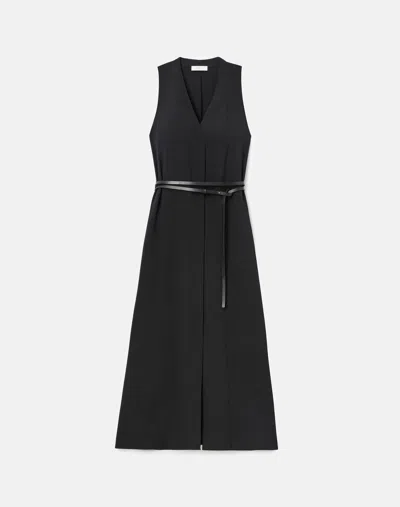 Lafayette 148 Petite Organic Stretch Silk Midi Sleeveless Dress In Black
