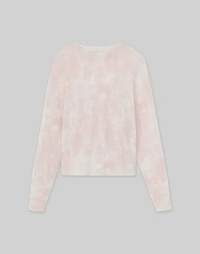 Lafayette 148 Petite Printed Cashmere Crewneck Sweater In Bluff Pink