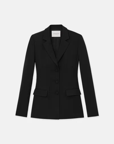 Lafayette 148 Petite Responsible Finesse Crepe Three Button Blazer In Black