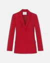 Lafayette 148 Petite Responsible Finesse Crepe Three Button Blazer In Red