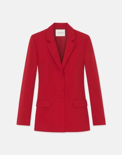 Lafayette 148 Petite Responsible Finesse Crepe Three Button Blazer In Red