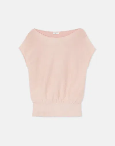 Lafayette 148 Petite Responsible Matte Crepe Blouson Sweater In Bluff Pink
