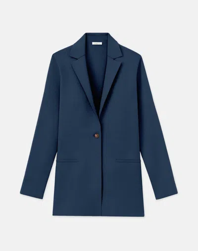 Lafayette 148 Petite Responsible Matte Crepe Knit Blazer In Lido Blue