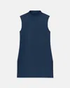 Lafayette 148 Petite Responsible Matte Crepe Mockneck Tunic In Lido Blue