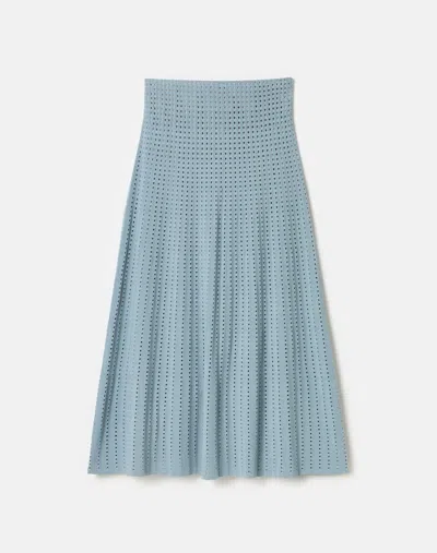 Lafayette 148 Petite Responsible Matte Crepe Pointelle Stitch Skirt In Paper Blue