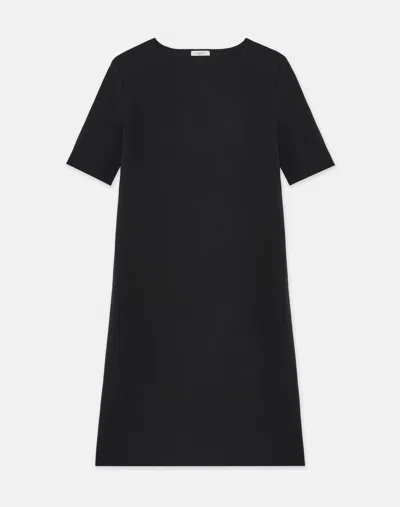 Lafayette 148 Petite Responsible Matte Crepe Short Sleeve Dress In Black