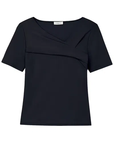 Lafayette 148 New York Petite Short Sleeve Twisted Top In Blue