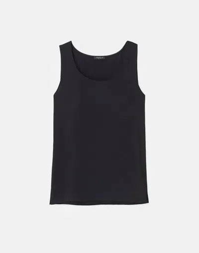 Lafayette 148 Petite Silk Double Georgette Sleeveless Blouse In Black
