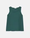 Lafayette 148 Petite Silk Double Georgette Sleeveless Blouse In Deep Malachite