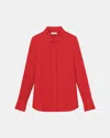Lafayette 148 Petite Silk Georgette Button Blouse In Red