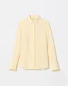 Lafayette 148 Petite Silk Georgette Button Blouse In Yellow Chalk