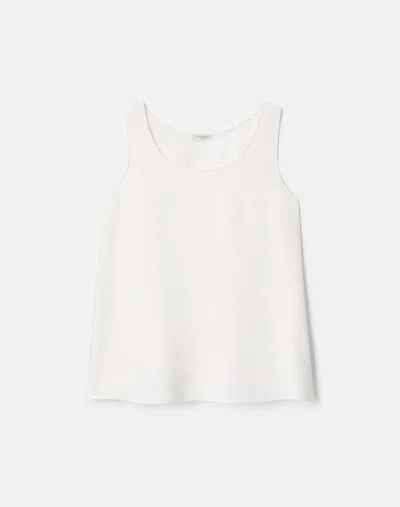 Lafayette 148 Petite Silk Georgette Scoop Neck Sleeveless Blouse In Cloud