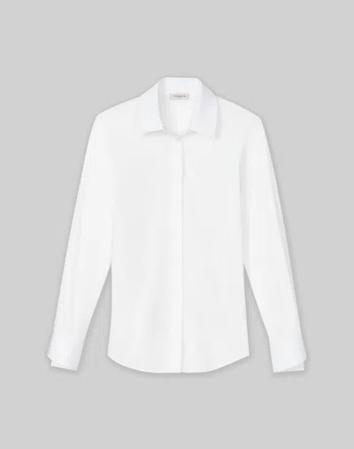 LAFAYETTE 148 PETITE STRETCH COTTON STRAIGHT SHIRT