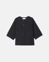 LAFAYETTE 148 PETITE STRETCH TWILL COLLARLESS SHIRT JACKET