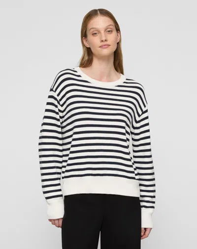 Lafayette 148 Petite Stripe Cotton Silk Crewneck Sweater In Multi