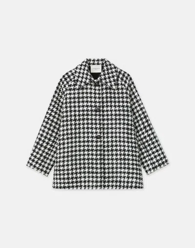 Lafayette 148 Petite Twisted Houndstooth Oversized Car Coat In Black