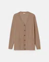 Lafayette 148 Petite Washable Merino Wool Button Front Cardigan In Brownstone