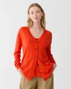 Lafayette 148 Petite Washable Merino Wool Button Front Cardigan In Orange Poppy