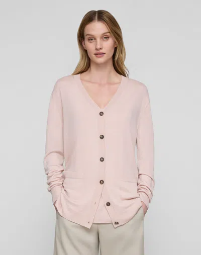 Lafayette 148 Petite Washable Merino Wool Button Front Cardigan In Pink