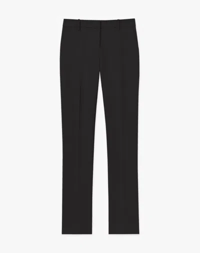 Lafayette 148 Petite Wool Double Face Mid Rise Slim Ankle Pants In Black
