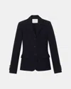 Lafayette 148 Petite Woolsilk Crepe Threebutton Academy Blazer In Black