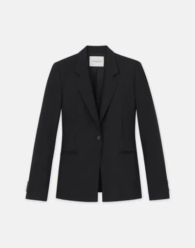 Lafayette 148 Petite Wool Stretch Slim Fit Single Button Blazer In Black