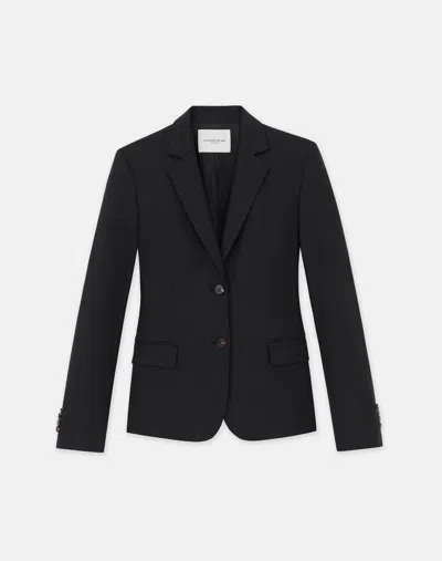 Lafayette 148 Petite Wool Stretch Two Button Tailored Blazer In Black