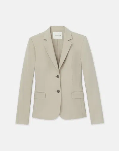 Lafayette 148 Petite Wool Stretch Two Button Tailored Blazer In Plaster