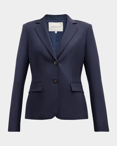Lafayette 148 Pick Stitch Stretch Wool Blazer In Blue
