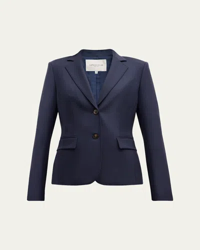 Lafayette 148 Pick Stitch Stretch Wool Blazer In Blue