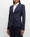 Lafayette 148 New York Fitted Stretch Wool Blazer In Ink