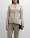 Lafayette 148 New York Fitted Stretch Wool Blazer In Plaster