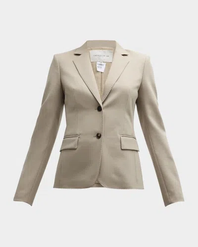 Lafayette 148 Pick Stitch Stretch Wool Blazer In Neutral